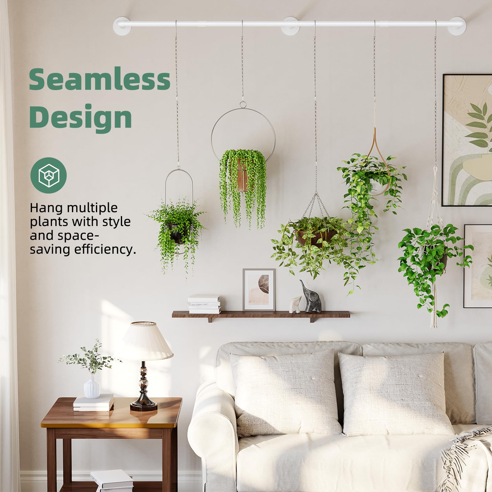 Galood wall-mounted plant hanger adds greenery without clutter.