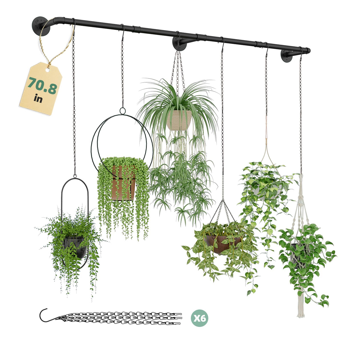 Galood plant hanger with six chains for space-saving indoor greenery