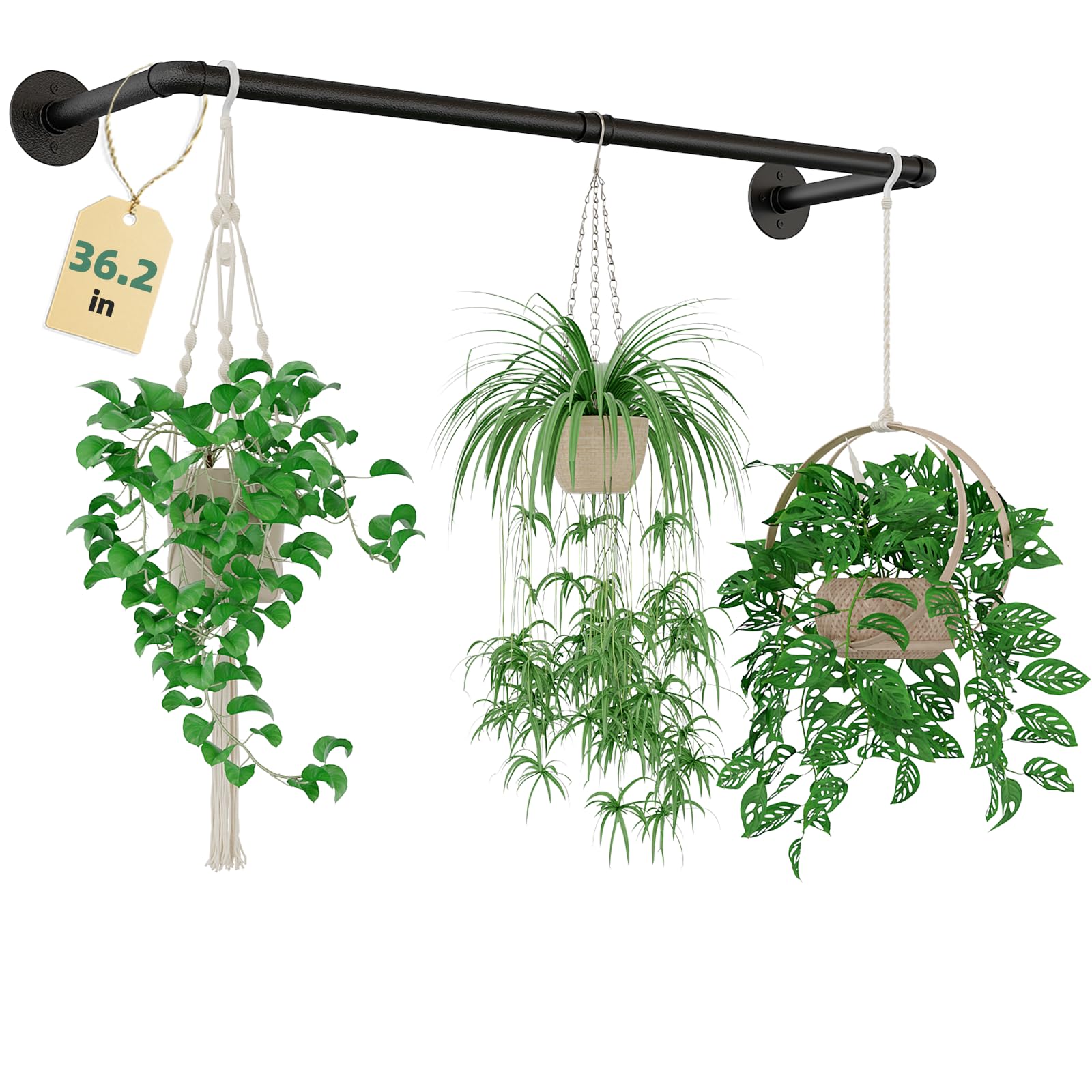 Galood plant hanger with black metal rod for indoor display