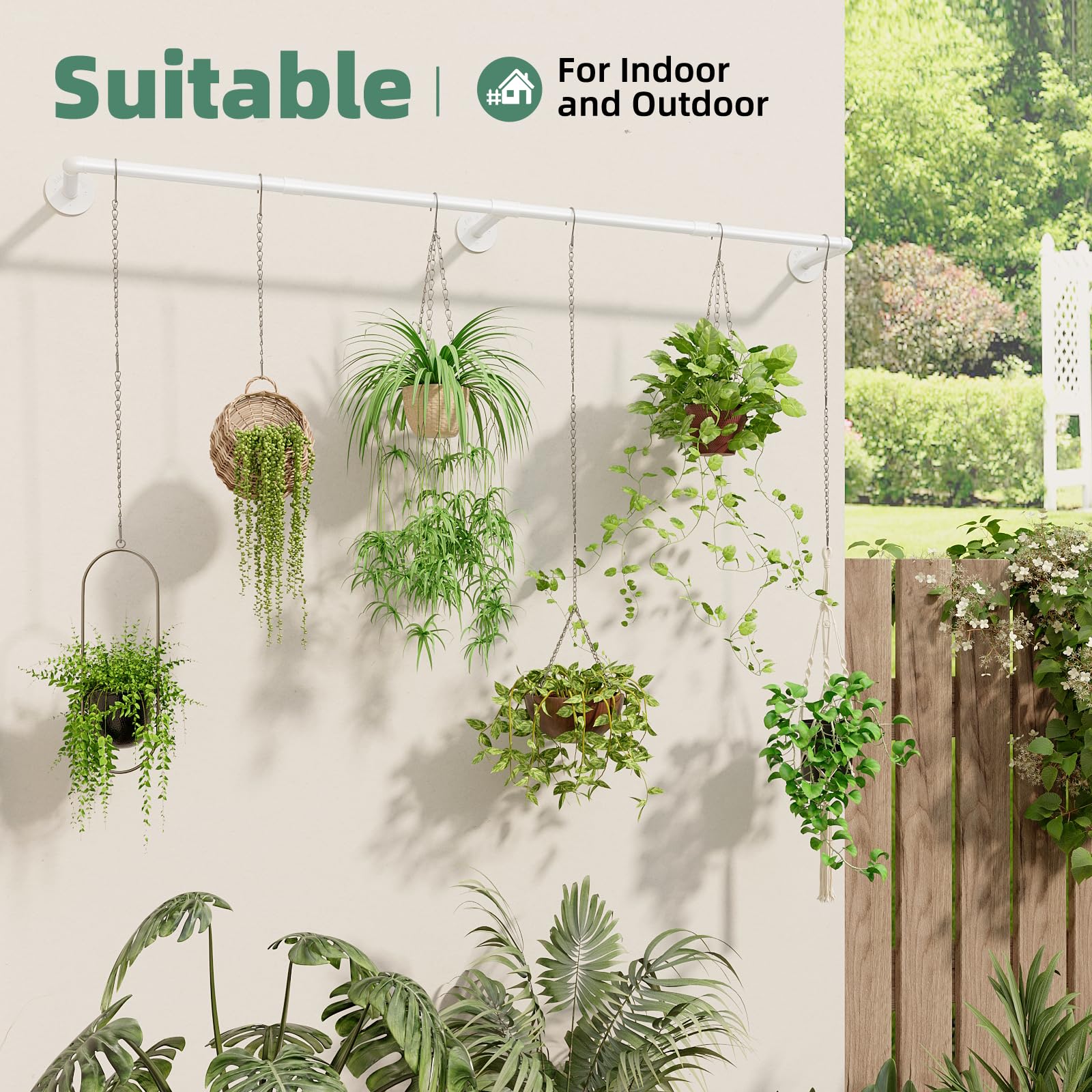 Galood white metal rod provides sturdy, durable indoor support.