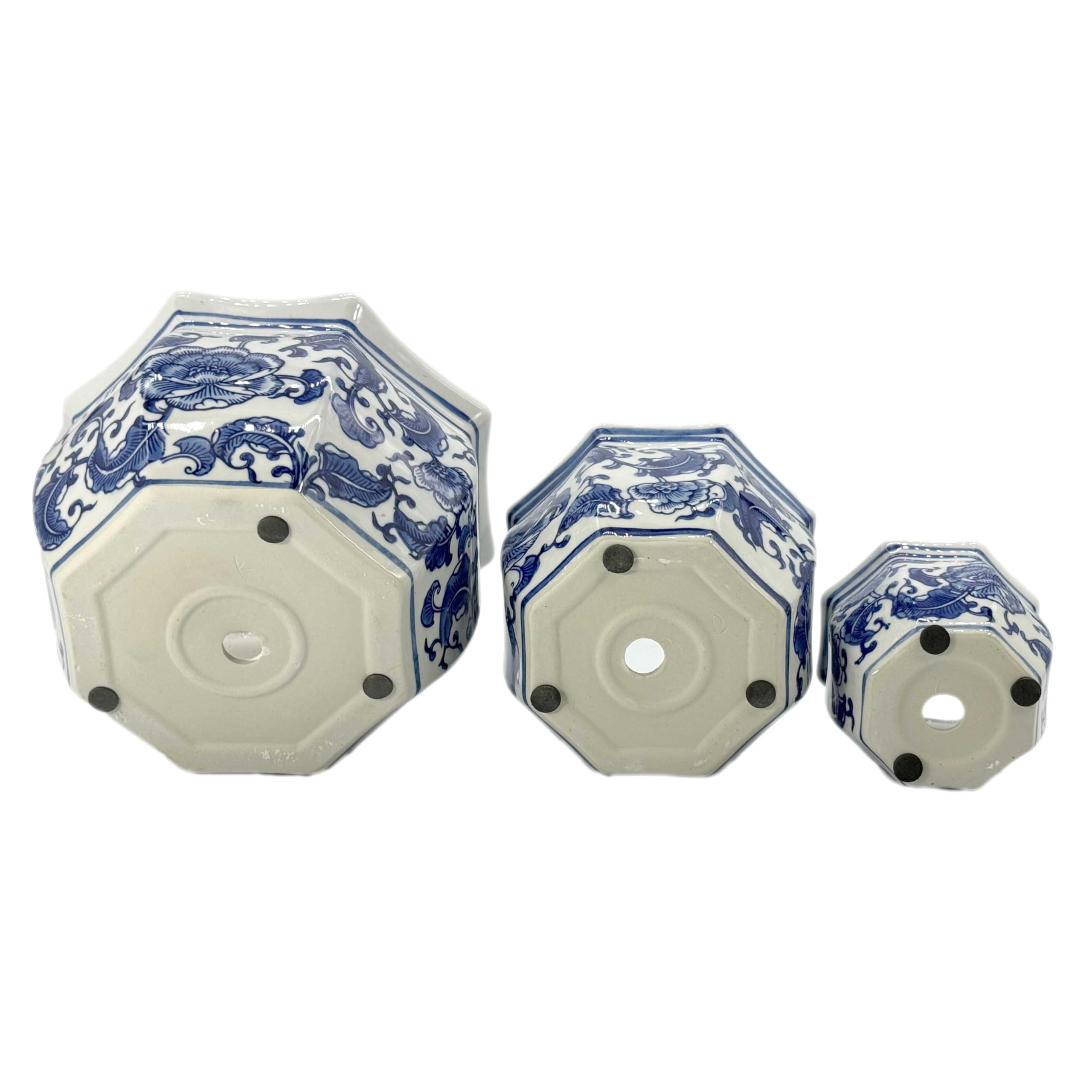 Galt International blue-white floral porcelain planter 6-inch side view for mixed plant displays.