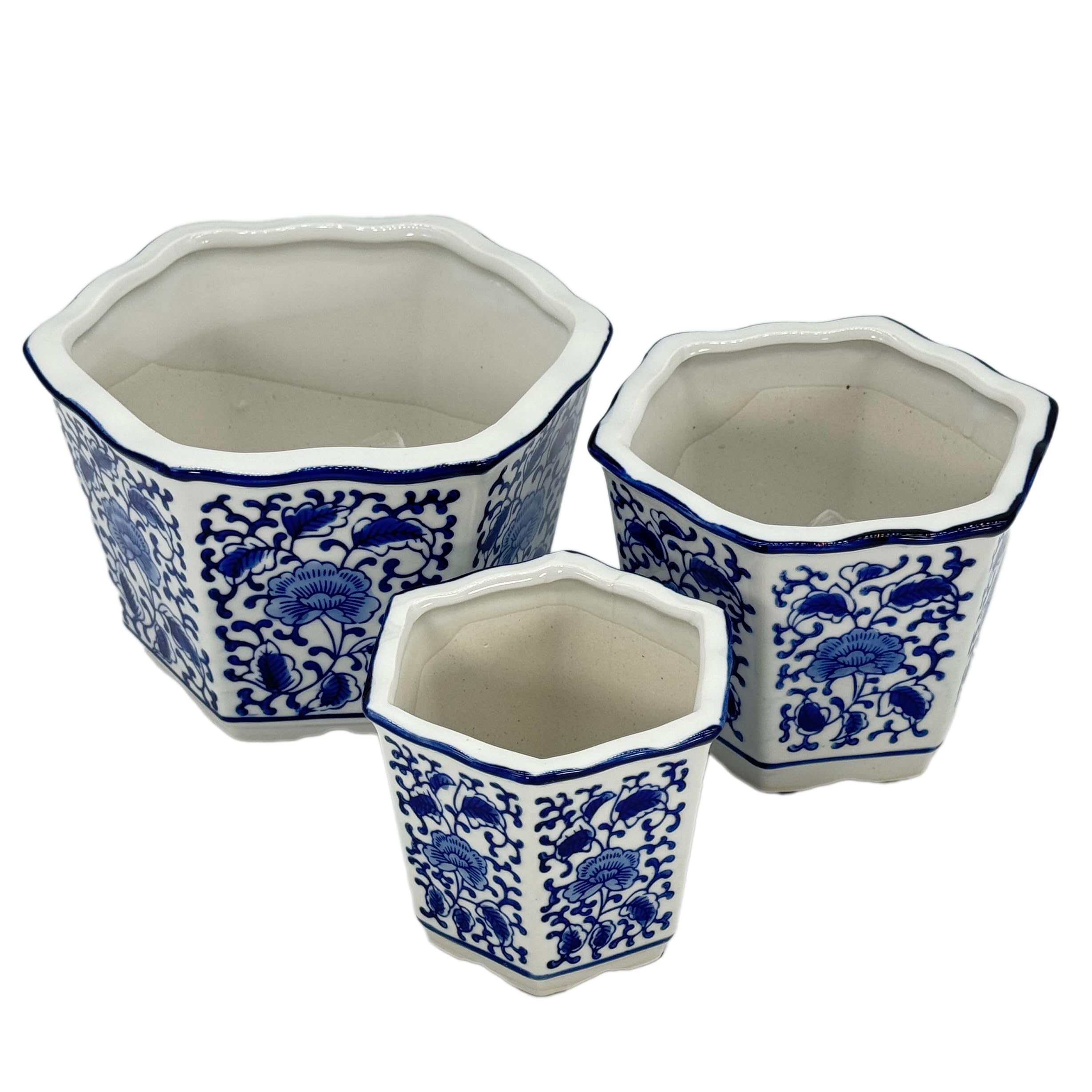Galt International blue-white floral pot 4-5-inch ideal for small plants.