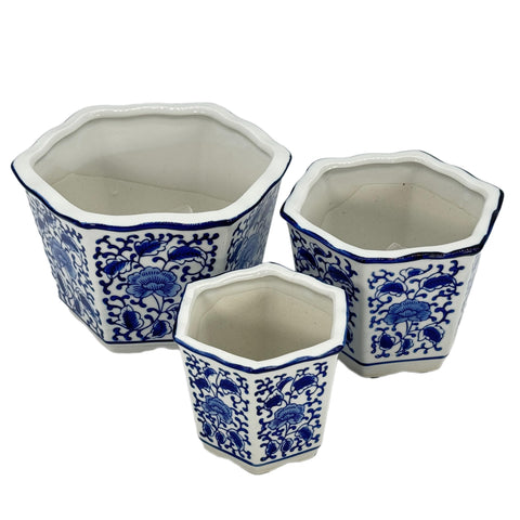 Galt International blue-white floral pot 4-5-inch ideal for small plants.