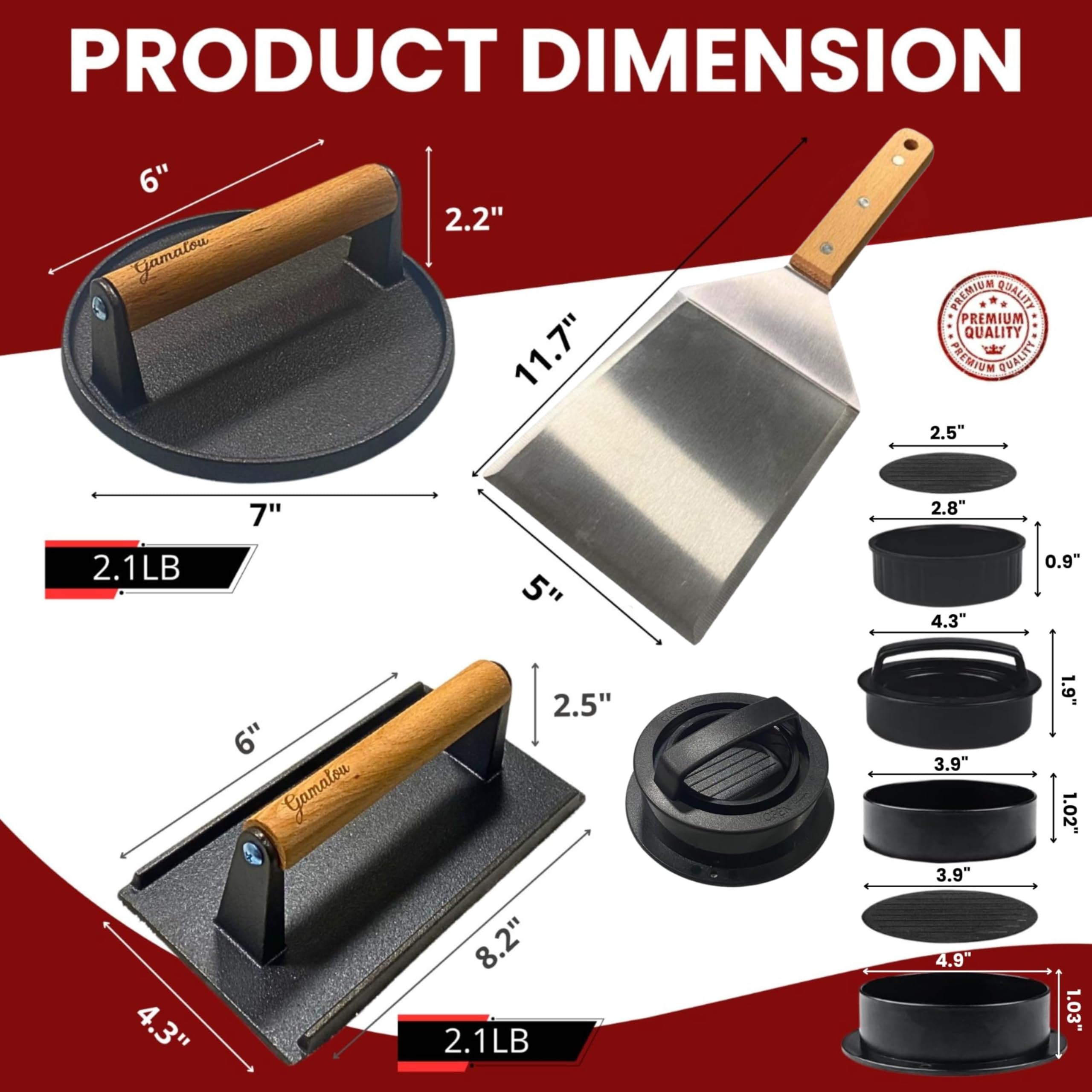 Gamalou rectangular bacon press 8.2x4.3 inches for flat, crispy edges