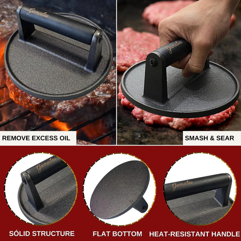 Gamalou three-in-one patty maker shapes sliders, classic burgers, and stuffed patties.