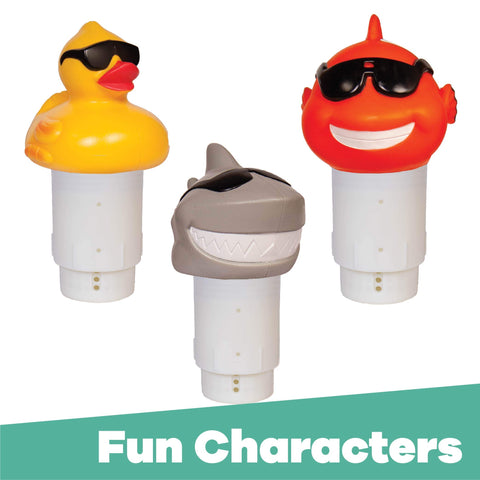 Derby Duck mounted near pool equipment for simple, low-maintenance sanitization.