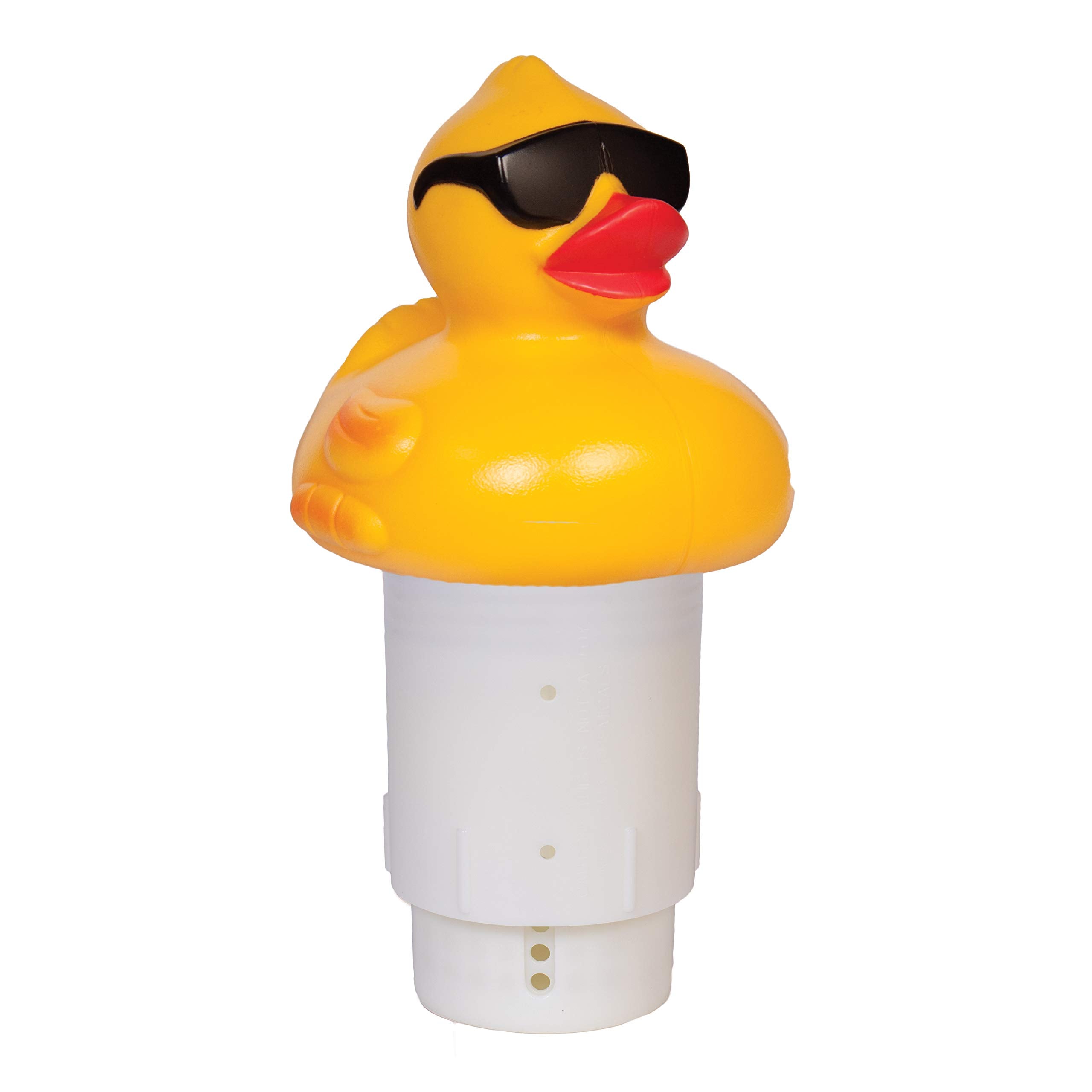 GAME Derby Duck chlorine dispenser with built-in regulator for controlled dosing in pools.