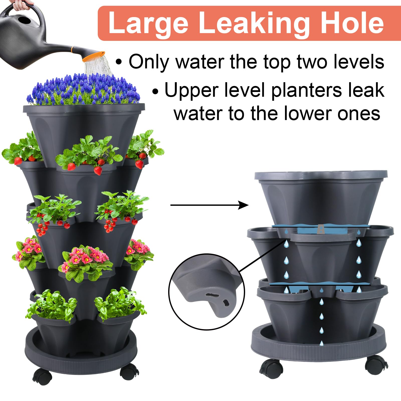 GameXcel planter bottom drainage holes prevent overwatering.