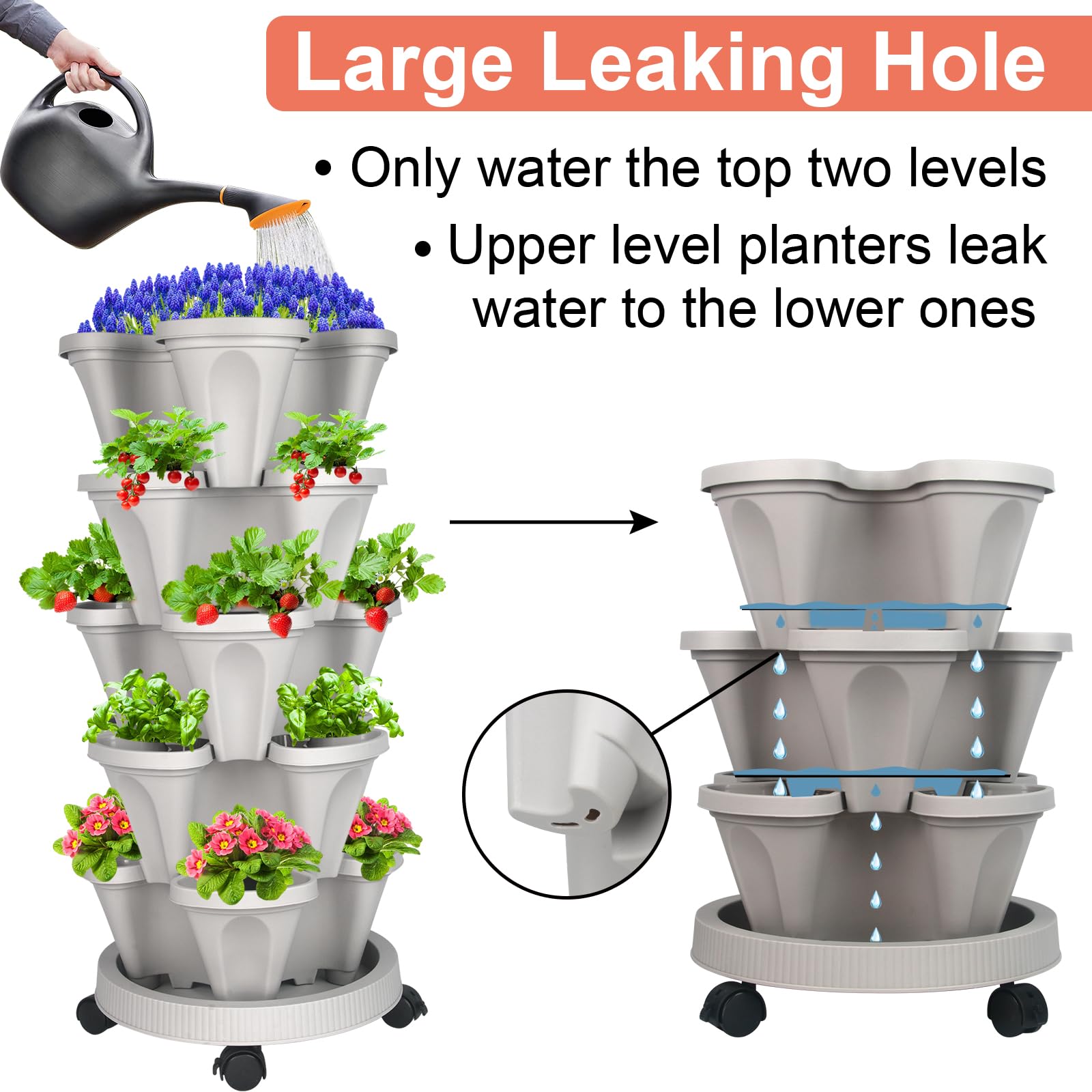 GameXcel vertical planter with drainage holes to prevent overwatering.