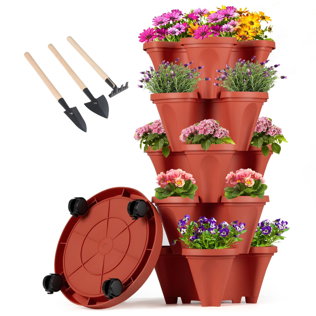 GameXcel Vertical Planter Tower side view shows space-saving design for patios.
