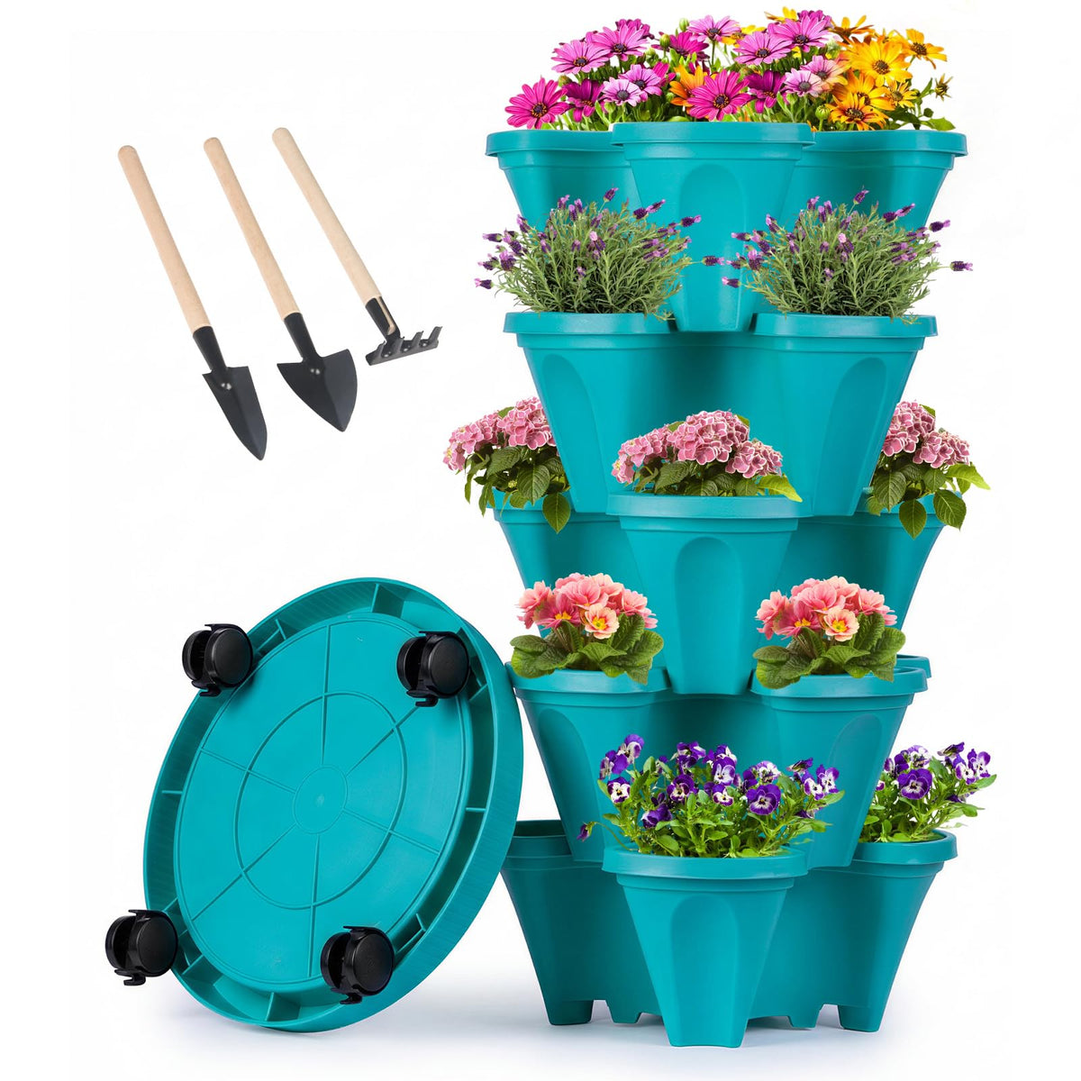GameXcel vertical planter tower with stackable design for compact herb gardens in small spaces