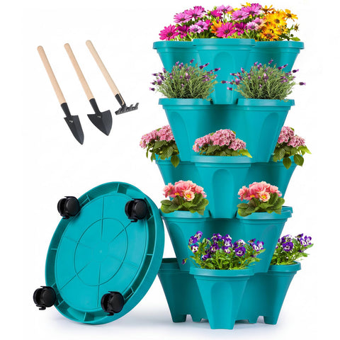 GameXcel vertical planter tower with stackable design for compact herb gardens in small spaces