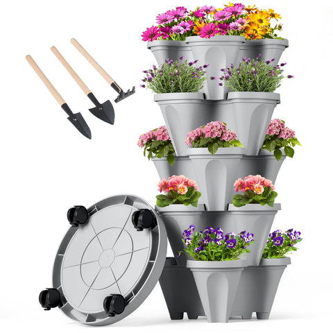 GameXcel vertical planter tower showing stacked tiers for space-saving gardening.