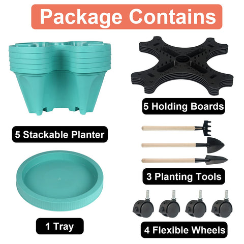 GameXcel teal vertical planter for bright, decorative garden with herbs and flowers