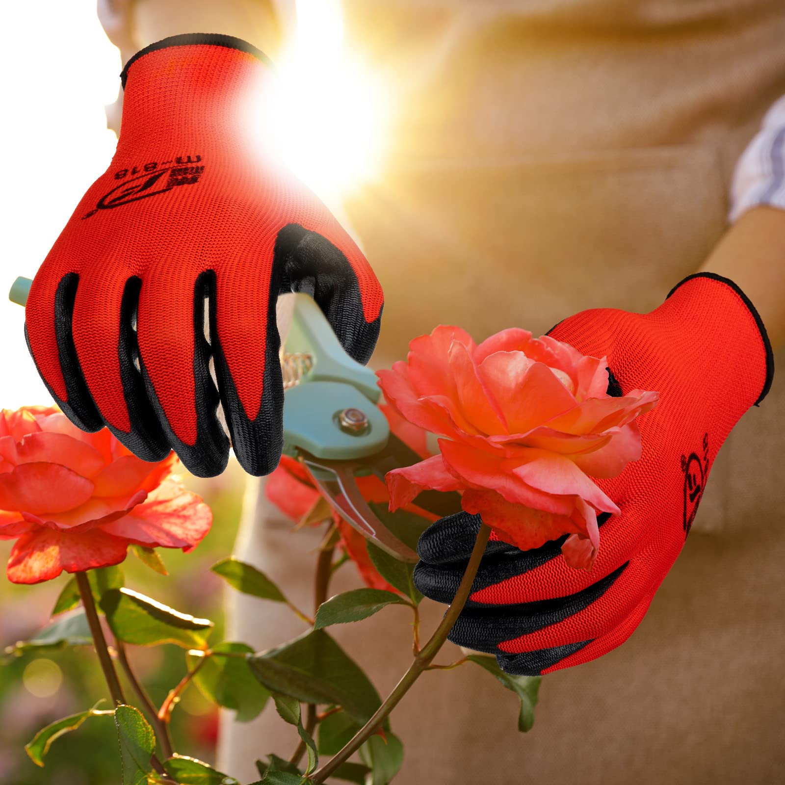 Gandeer red gloves suited for kitchen and garden chores