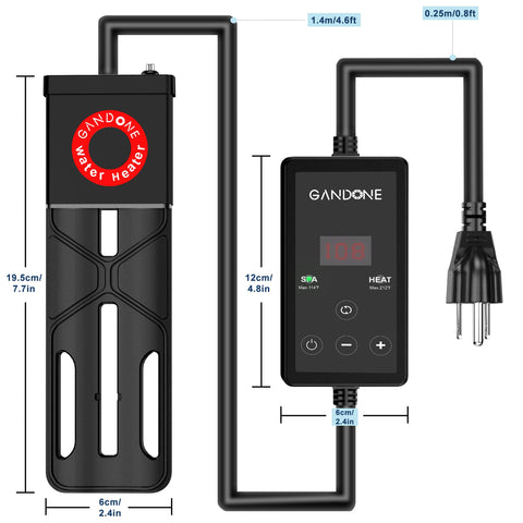GANDONE Dual Spa Water Heater digital display for easy monitoring.