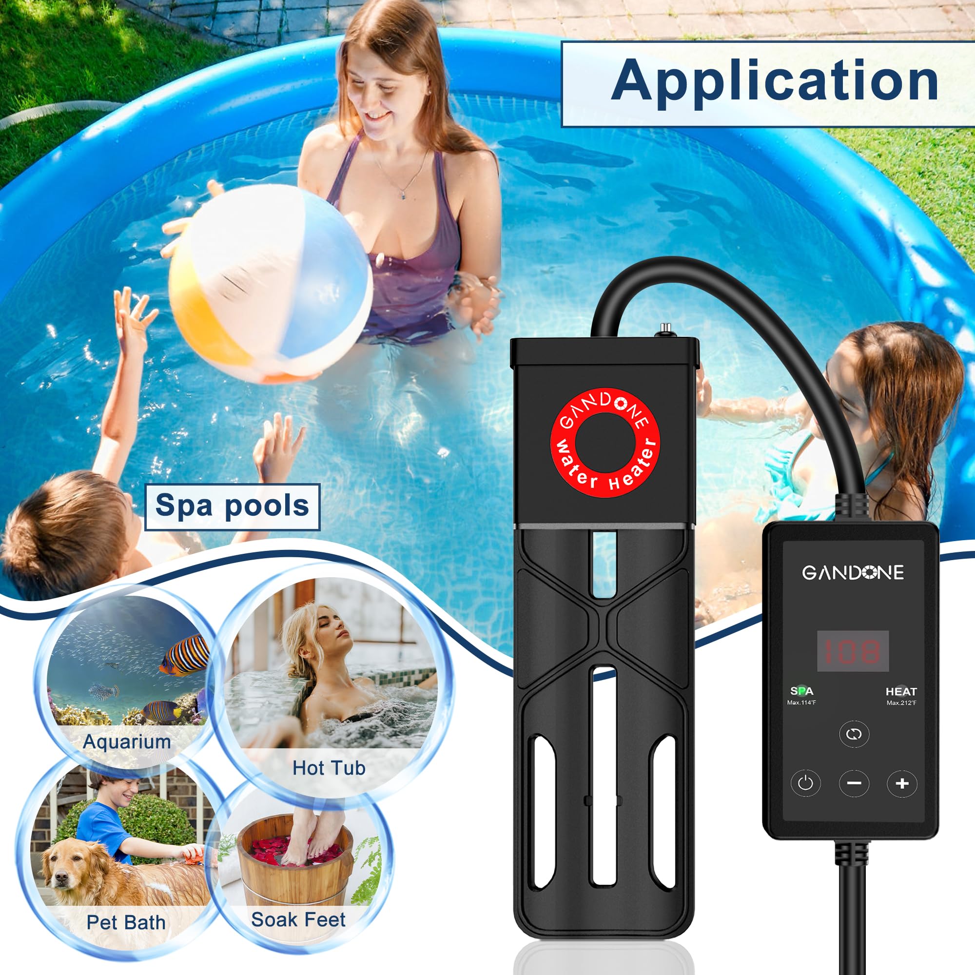 GANDONE Dual Spa Water Heater heat mode enables versatile warming sessions.