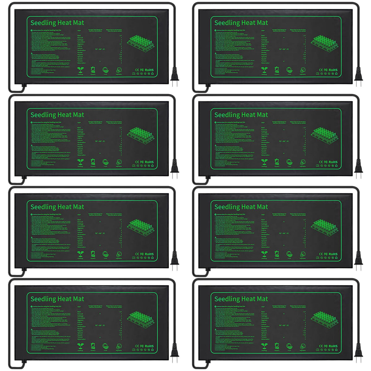 Ganeen 8-pack seedling heat mat offers even warmth for reliable germination in indoor seed starting