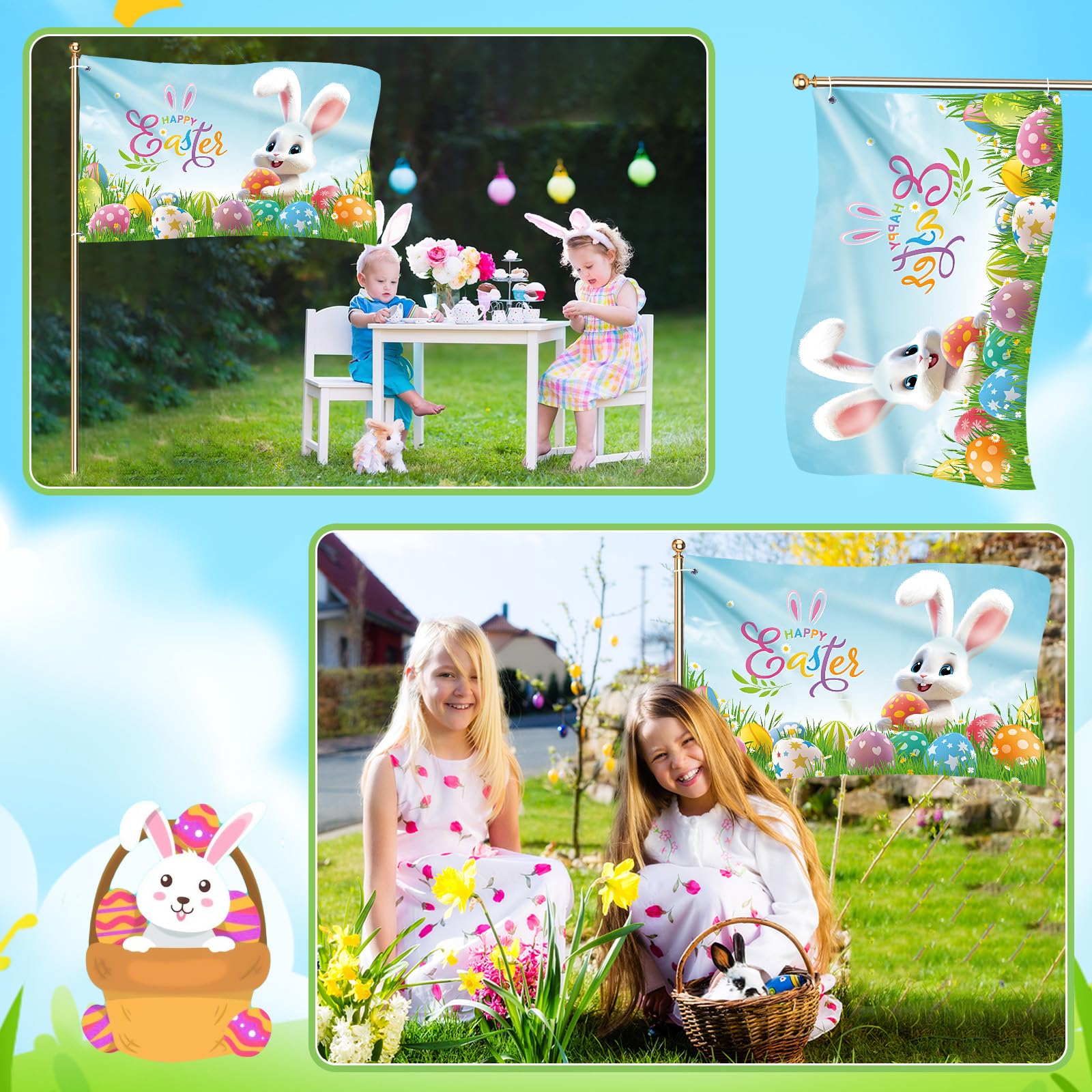 Ganeen durable polyester Easter flag resists rain and sunlight