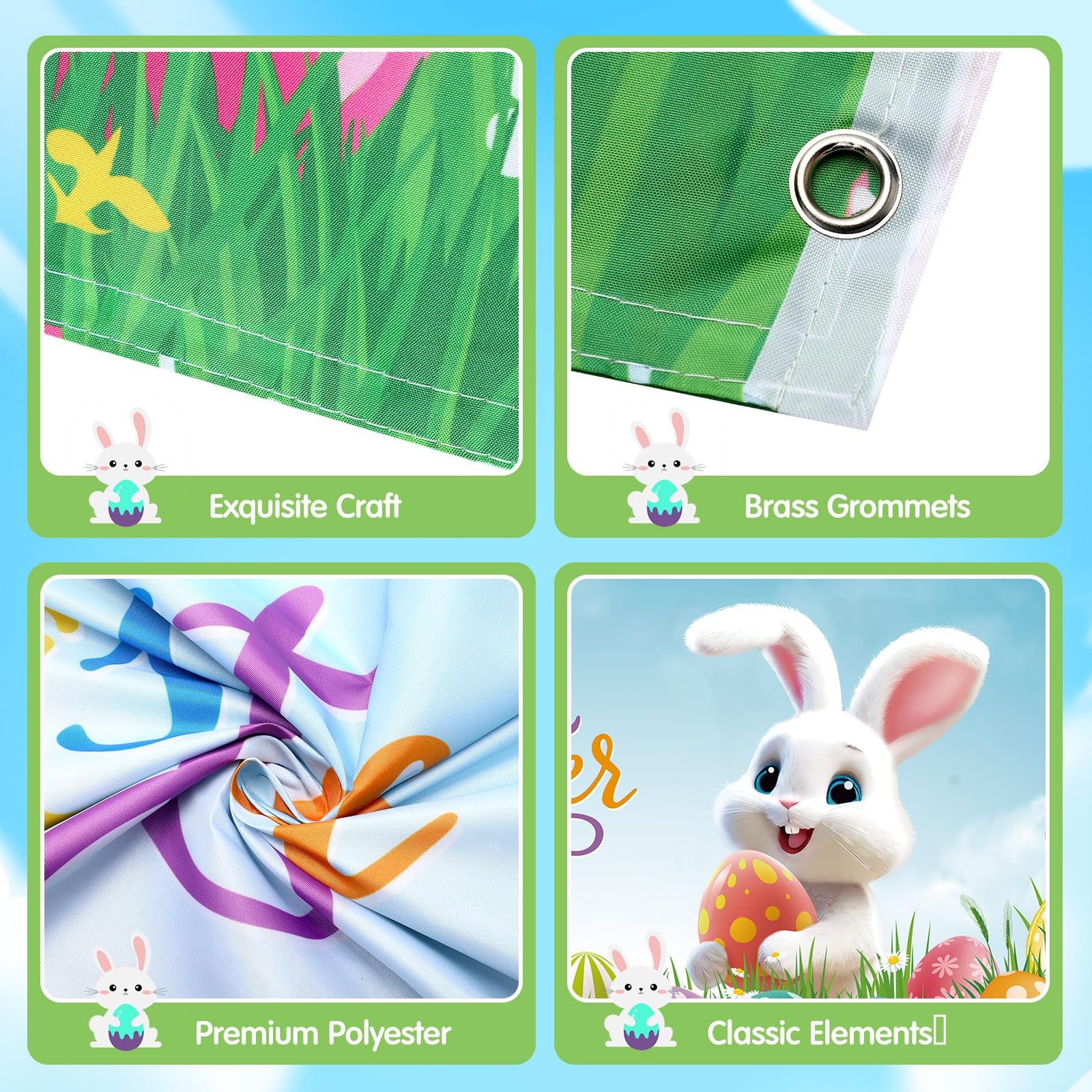Ganeen Easter eggs flag colorful artwork for eye-catching seasonal display