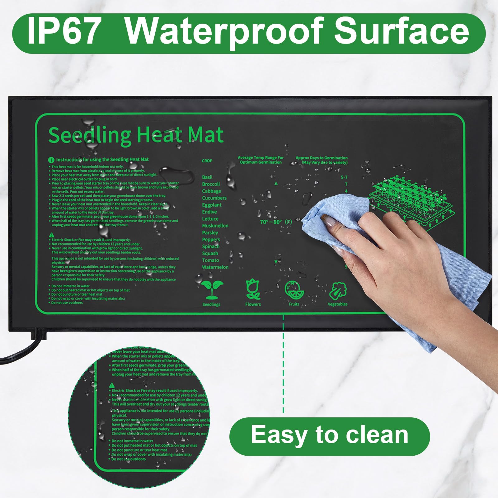 Ganeen waterproof PVC seed mat keeps surfaces clean while heating indoor seed beds