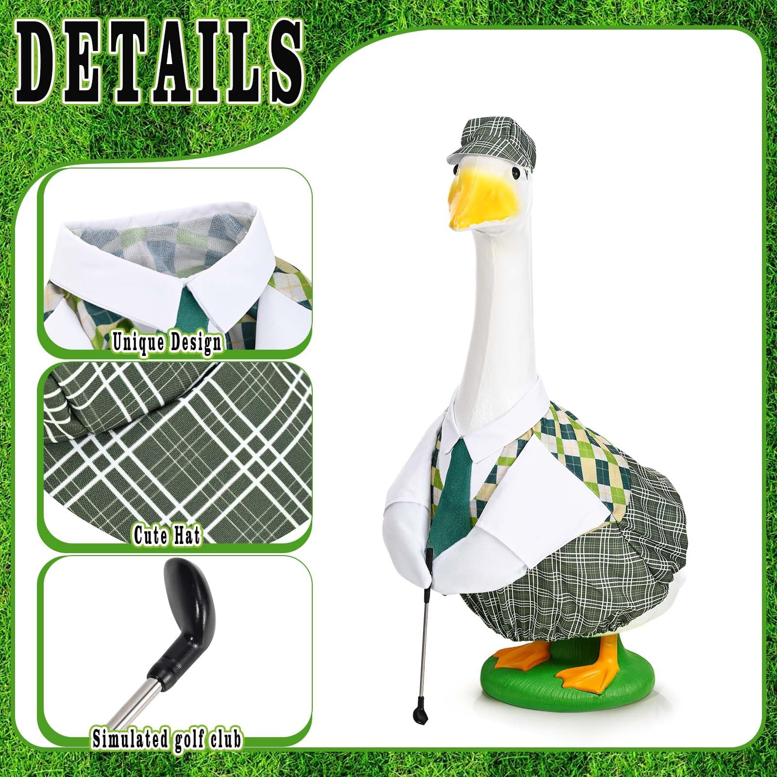GANSHAYA golf club prop adds playful detail to goose statue.