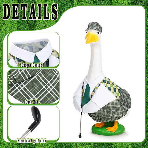 GANSHAYA golf club prop adds playful detail to goose statue.