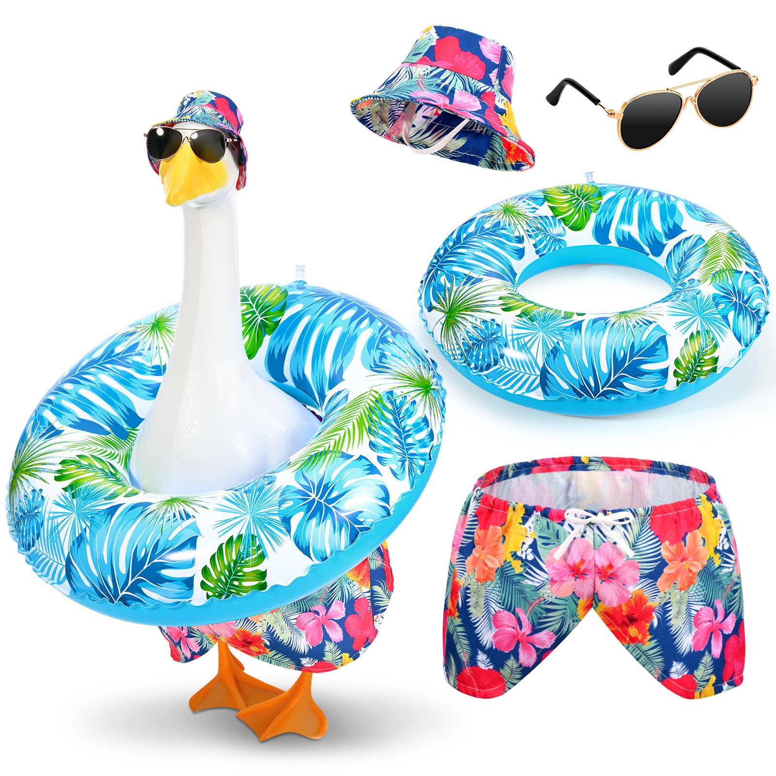 GANSHAYA Hawaiian hat on goose adds tropical charm to porch decor