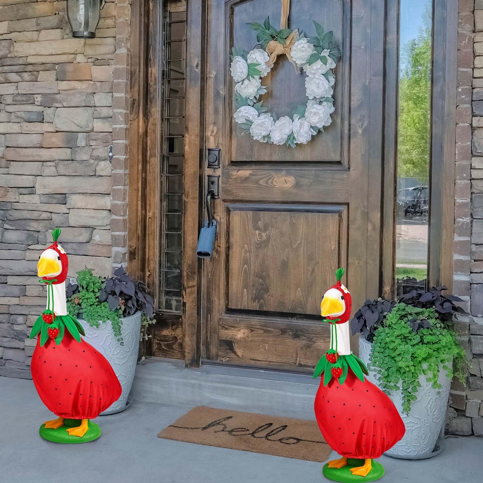 GANSHAYA porch goose display adds playful color to outdoor spaces.