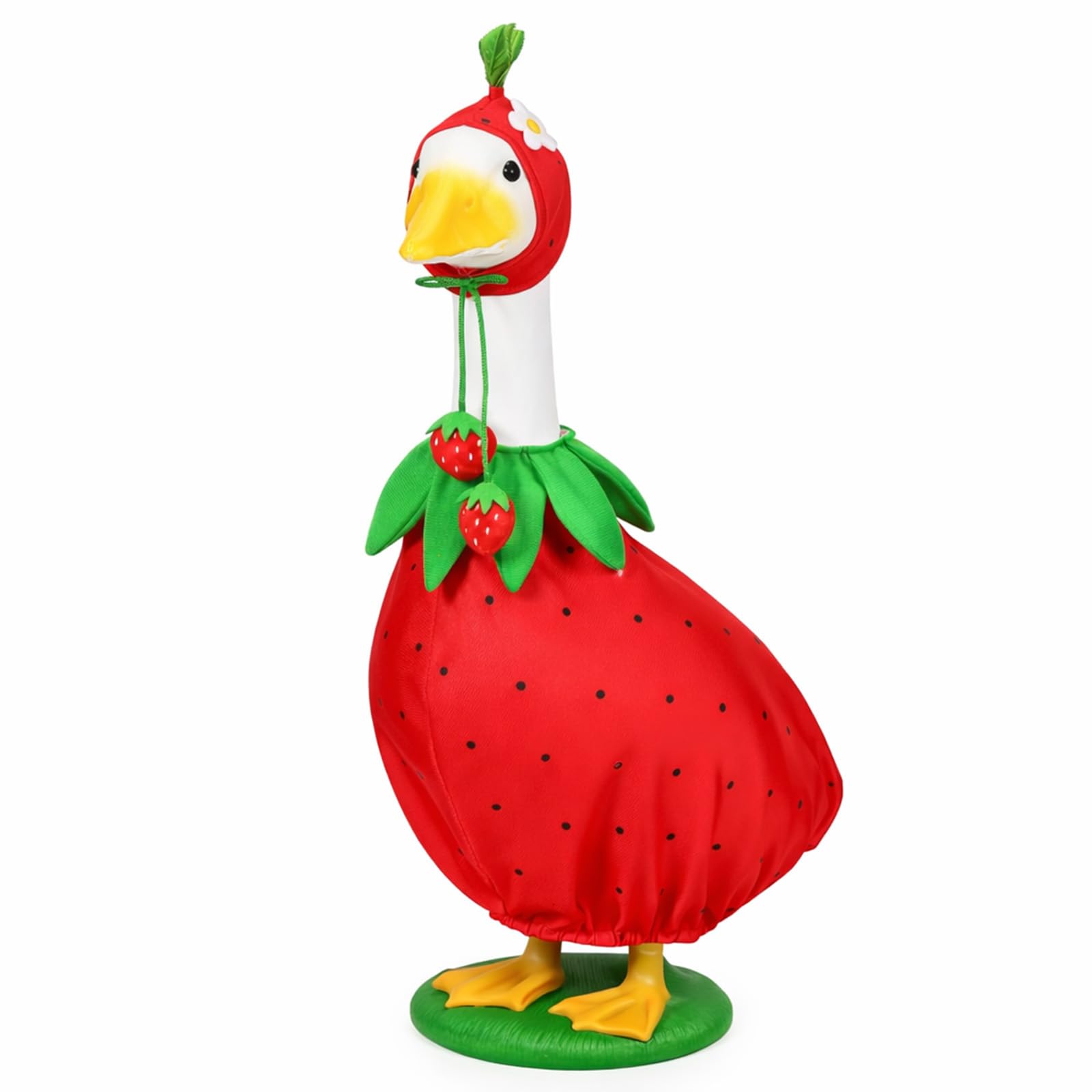GANSHAYA strawberry porch goose outfit on a goose statue enhances curb appeal.