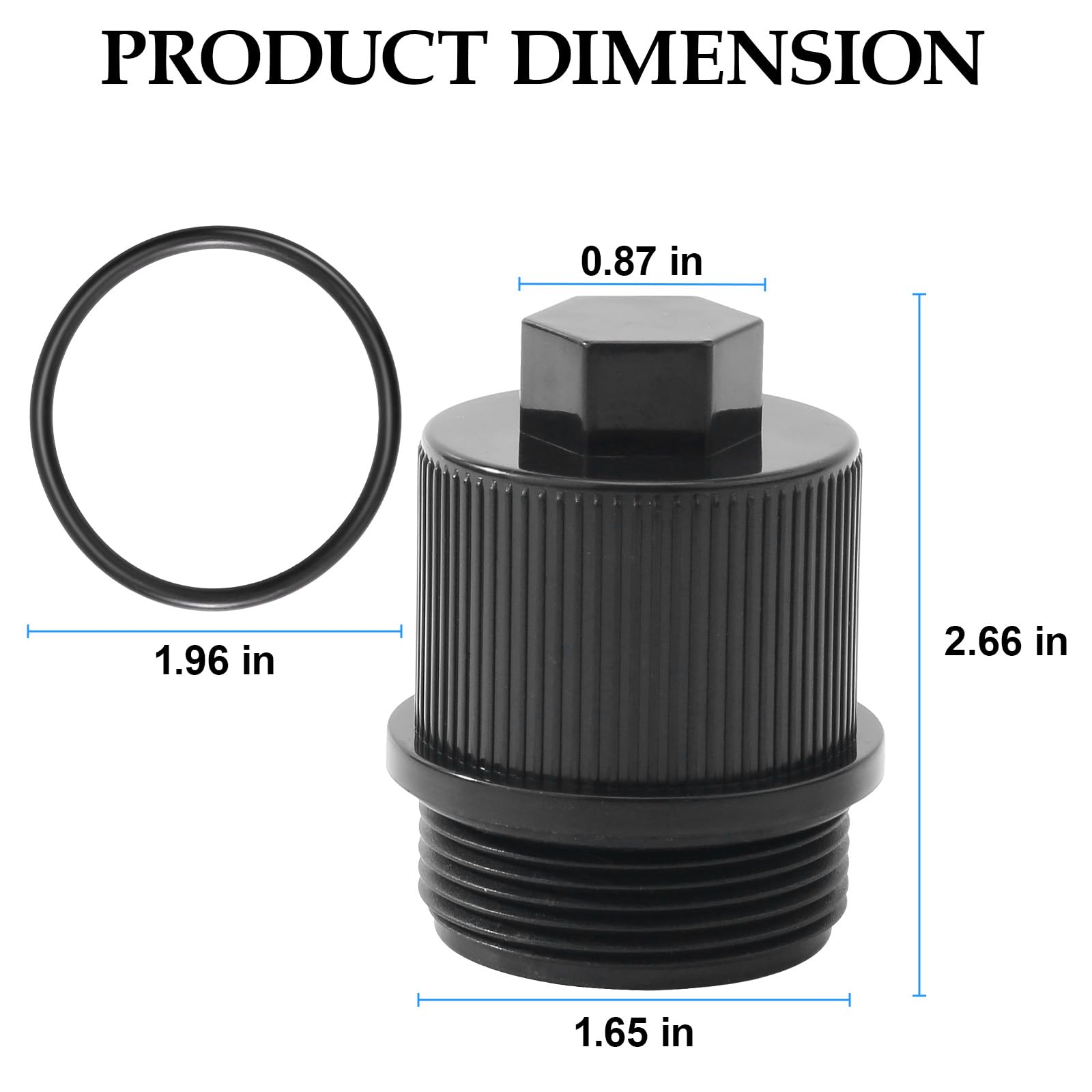 GAQUECY 190030 drain cap engaging a 1-1/2 inch port for secure fit