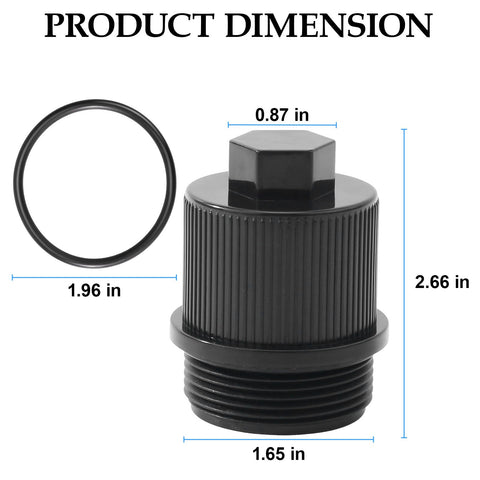 GAQUECY 190030 drain cap engaging a 1-1/2 inch port for secure fit