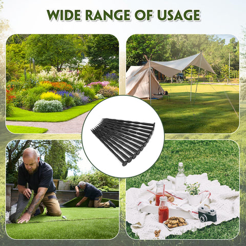 Garaook multi-use stakes securing tents, ropes, and pet fences.