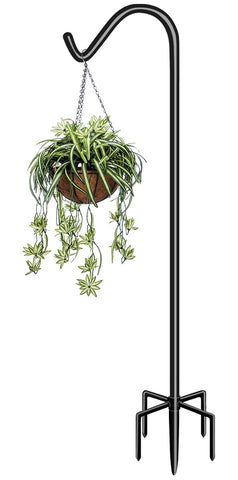Garbuildman 60-inch shepherd hook with five-fork base provides sturdy support for outdoor decorations.