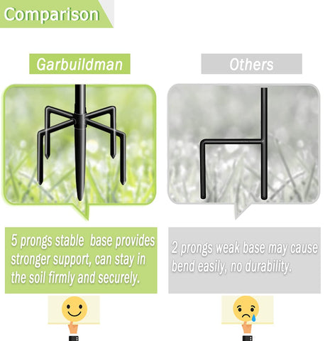 Garbuildman adjustable-height shepherd hook with extensions for customizable hanging height.