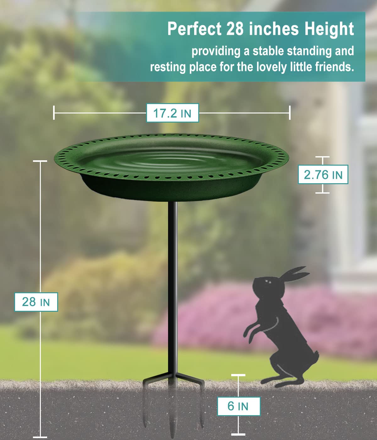 Garbuildman birdbath metal stake stand provides sturdy yard support