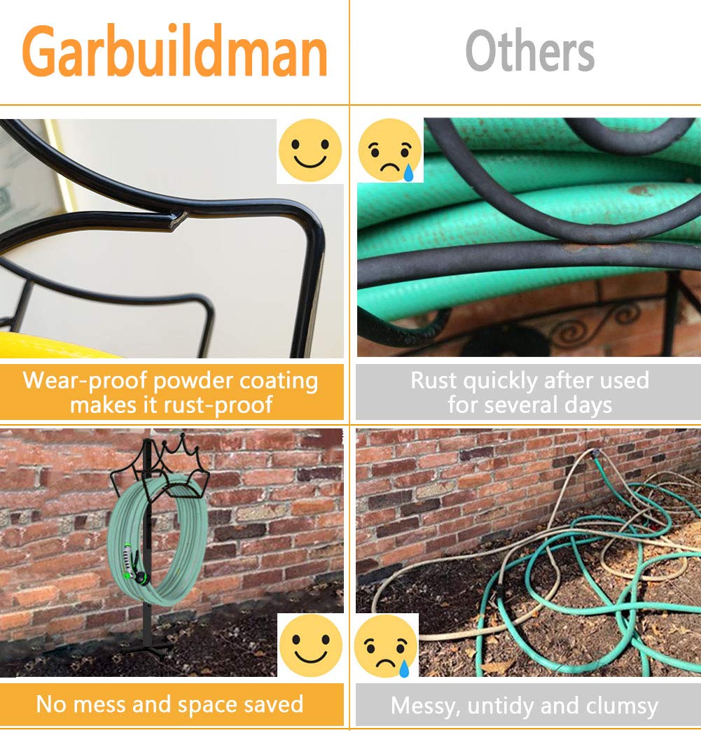 Garbuildman detachable hose stand shown detached for compact storage