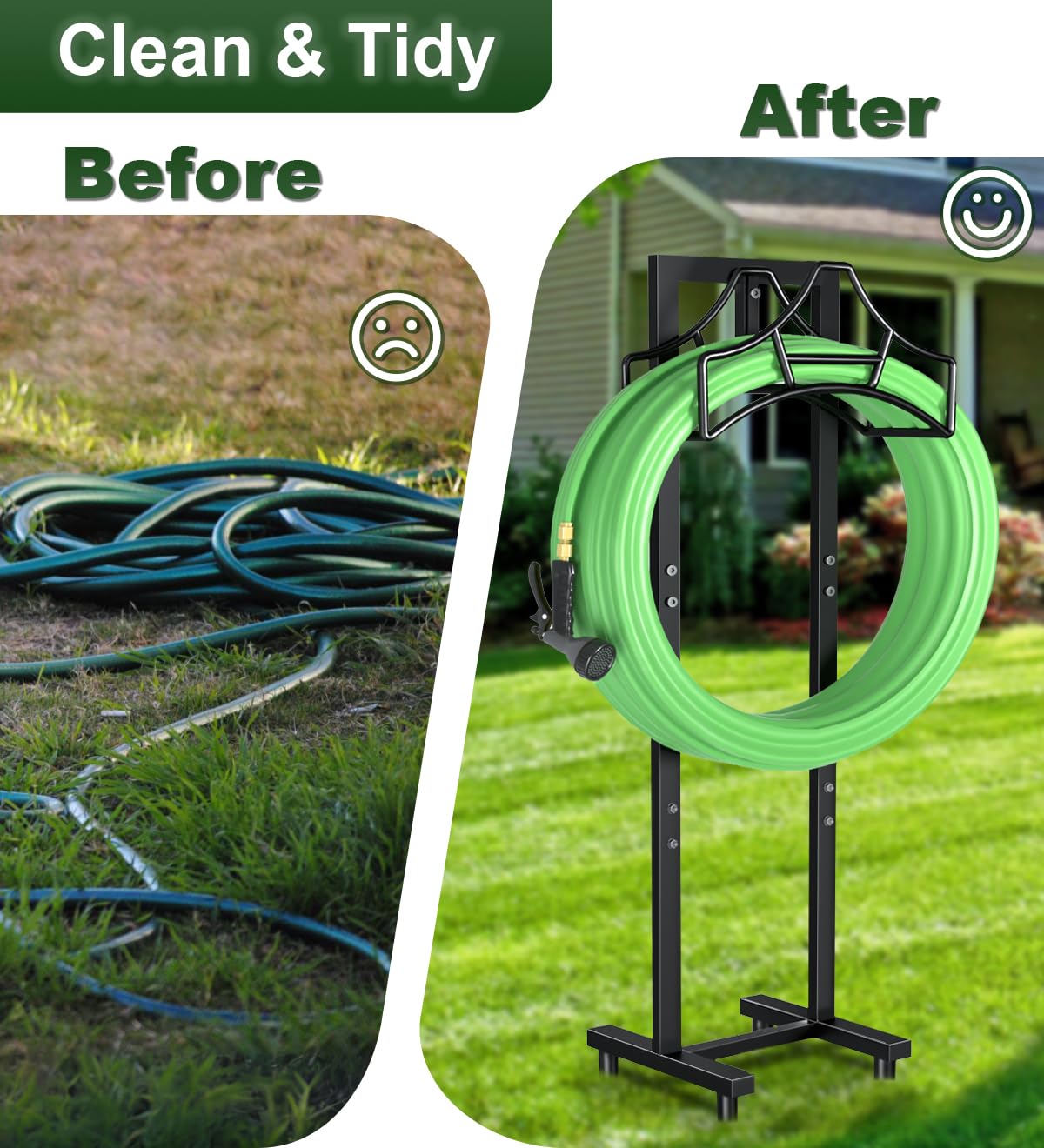 Garbuildman detachable hose storage keeps hoses tidy when not in use.