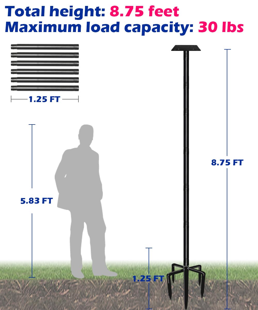 Adjustable pole sections allow customizable height for various setups.