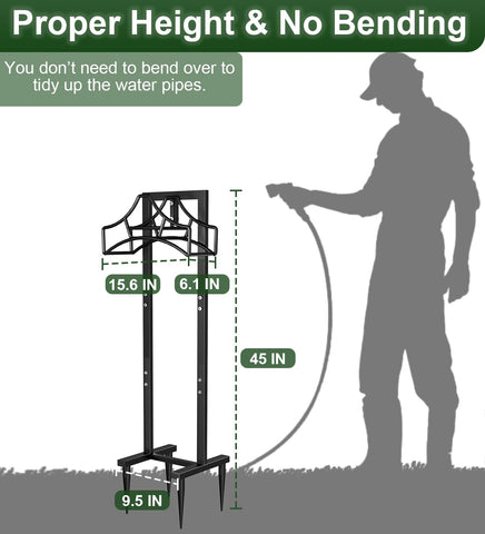 Garbuildman 45-inch height hose stand keeps hoses off ground.