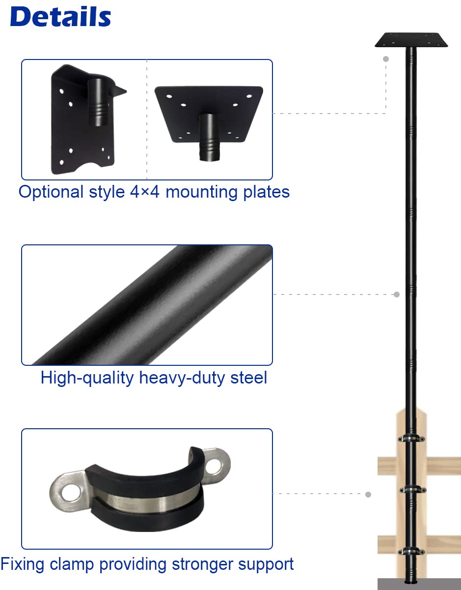 Garbuildman matte black pole with rust-proof finish for outdoor use