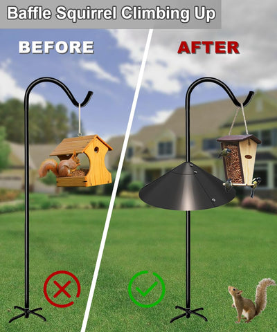 Garbuildman metal baffle guards outdoor bird feeder against climbers.