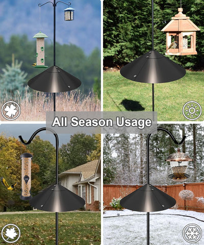 Garbuildman pole-mounted baffle protects seed from squirrels.
