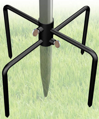 Garbuildman pole stabilizer base with four prongs for secure outdoor bird feeder poles.