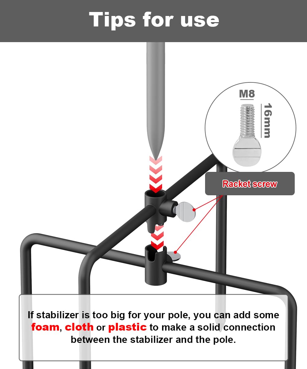 Garbuildman 4-prong base delivers extra stability for taller setups.