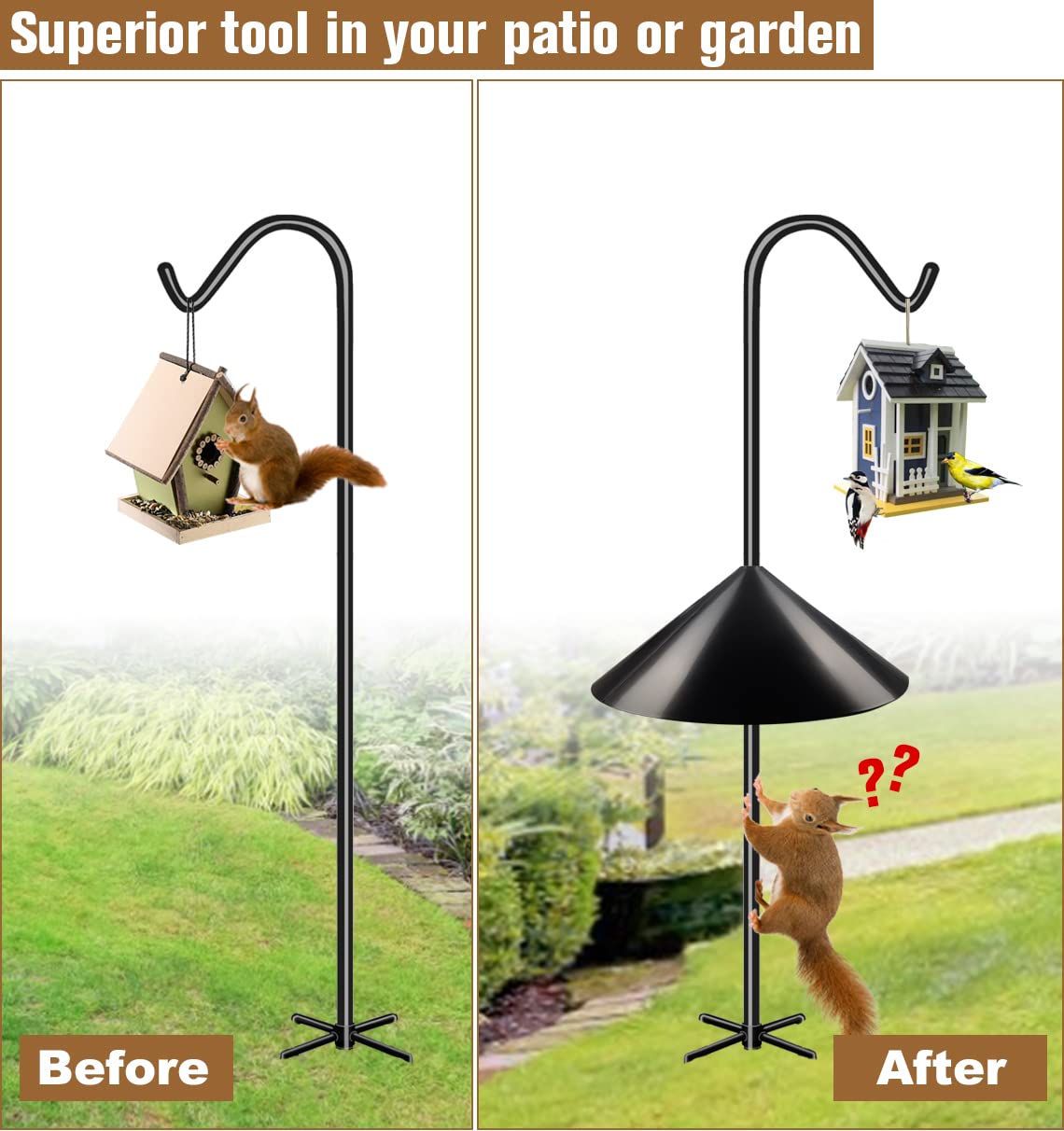 Garbuildman Squirrel Baffle glossy black finish resists weather and wear