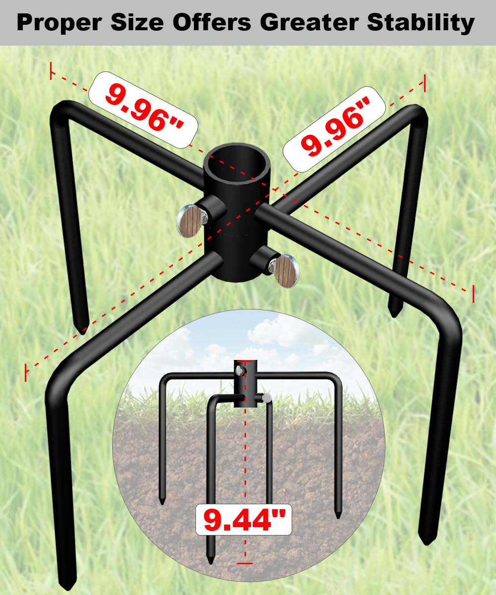 Sturdy steel construction of Garbuildman pole stabilizer base.