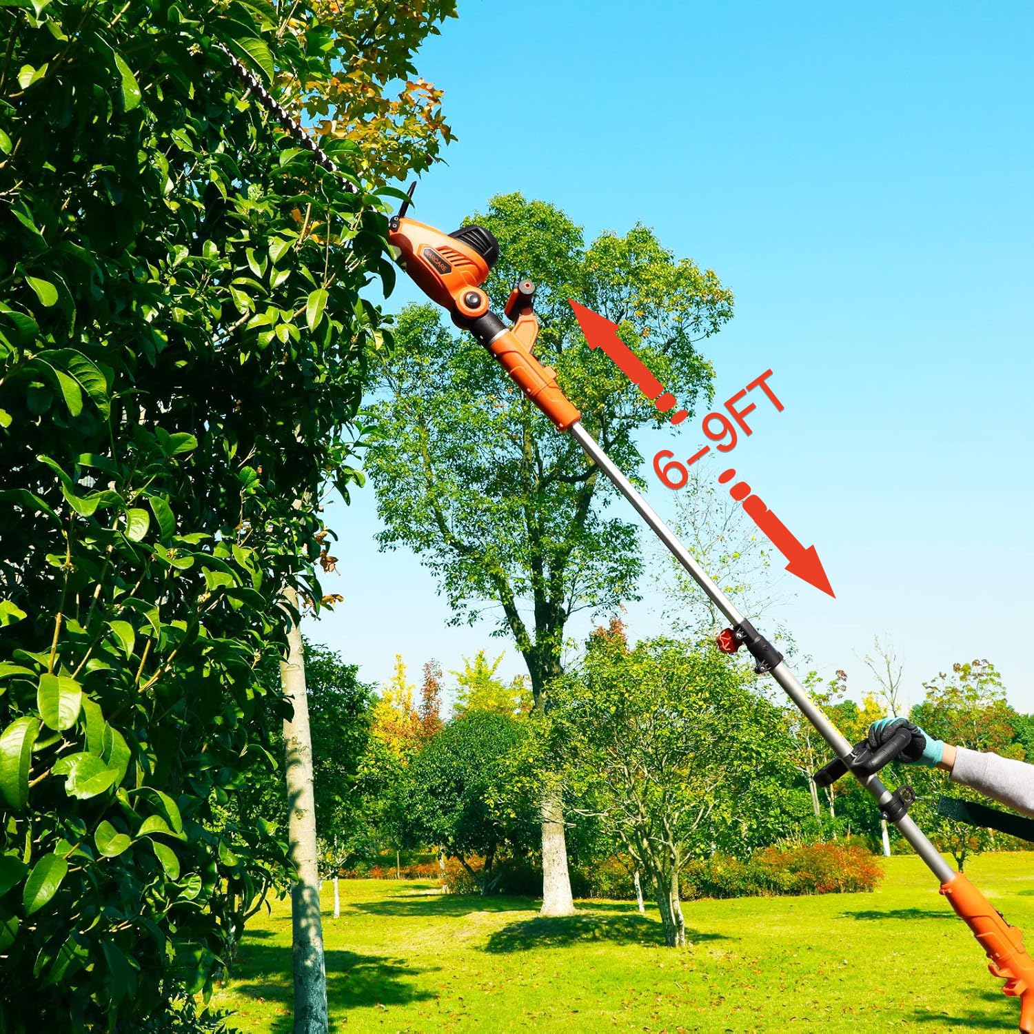 Garcare corded 600W motor maintains steady pruning power.