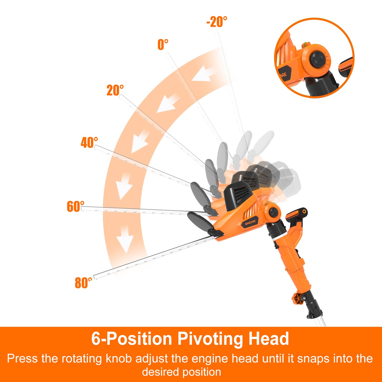 Garcare telescopic pole attachment extends reach for high hedges.
