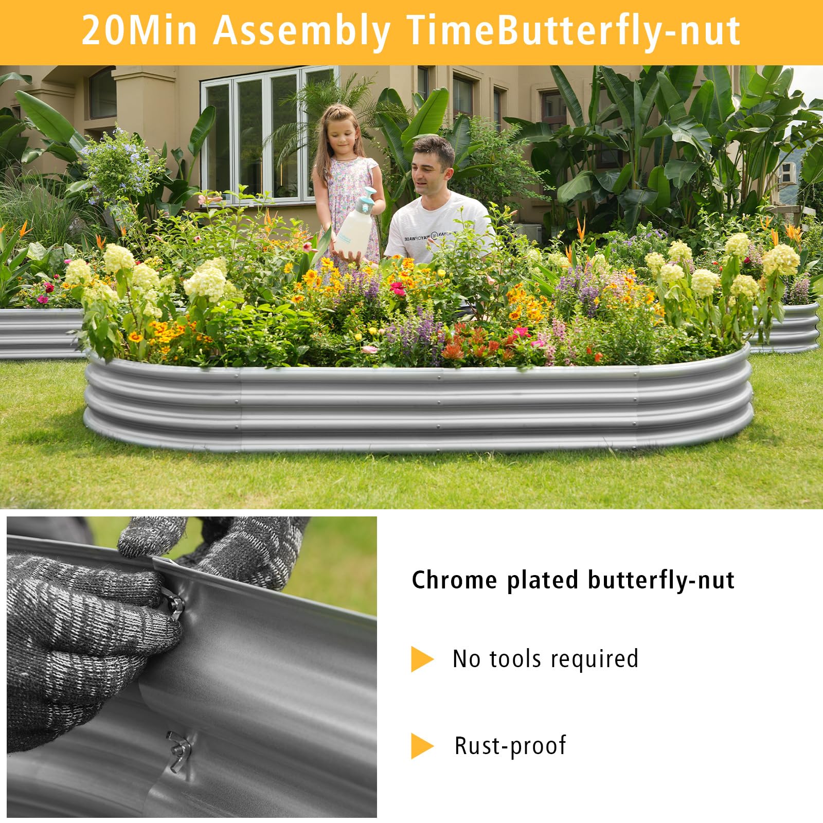 Gardeal Garden Bed Durable Steel construction shows long-lasting rust resistance.